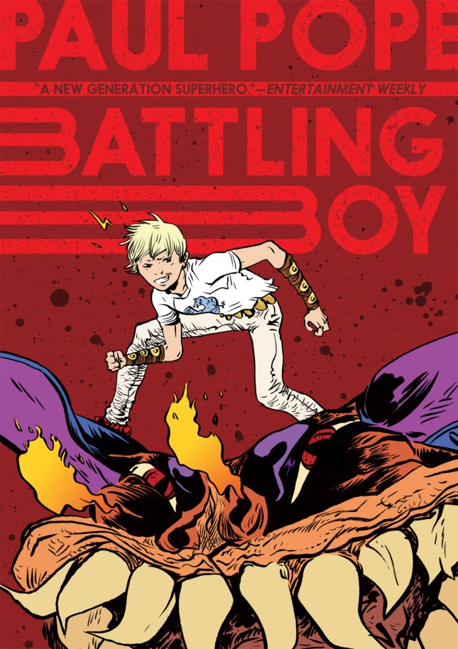 This teen reader walks out with a free copy of Battling Boy by Paul Pope